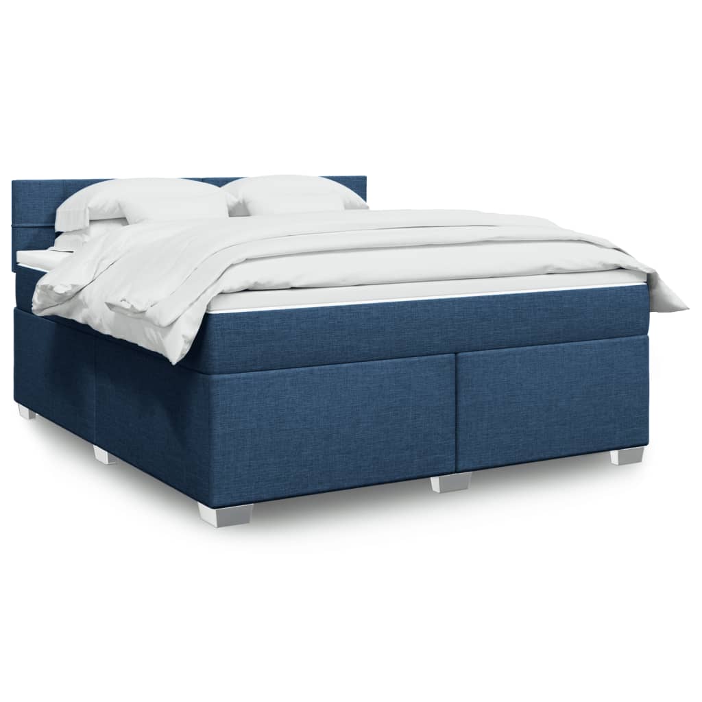 Boxspringbett mit Matratze Blau 180x200 cm Stoff