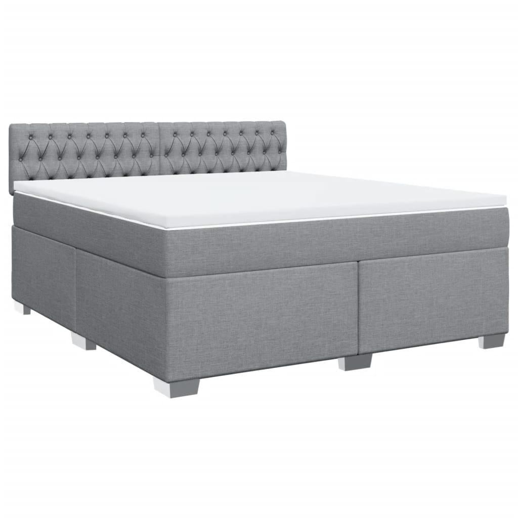 Boxspringbett mit Matratze Hellgrau 180x200 cm Stoff