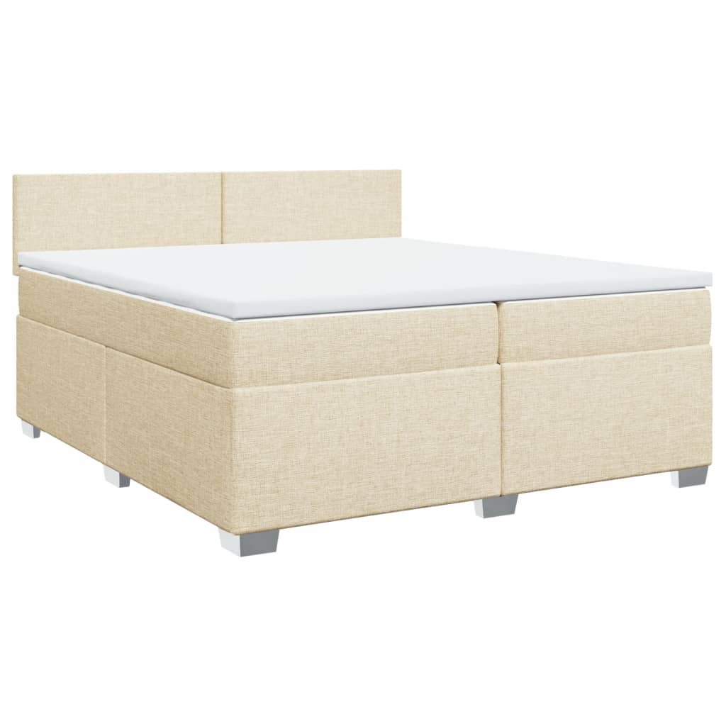 Boxspringbett mit Matratze Creme 200x200 cm Stoff