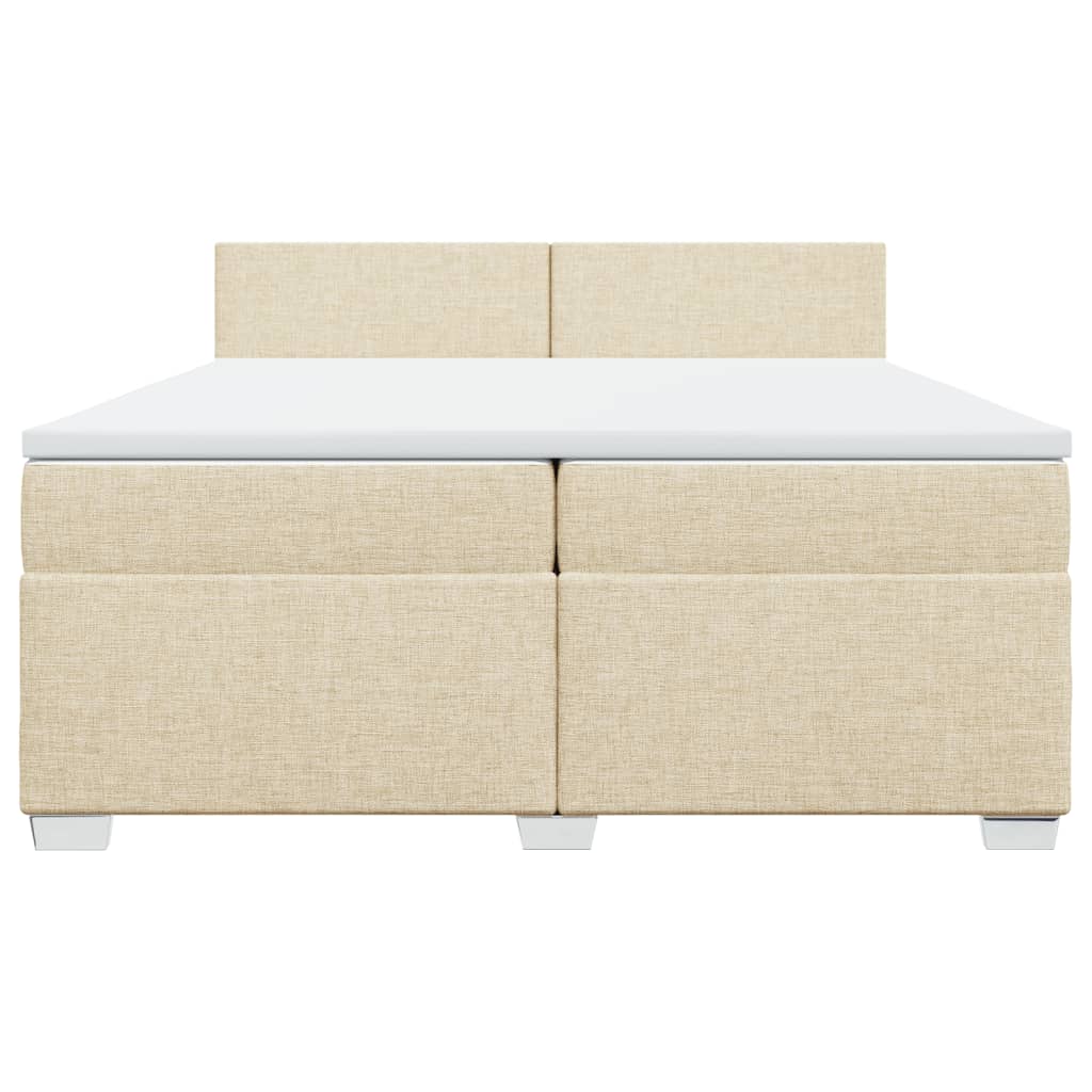 Boxspringbett mit Matratze Creme 200x200 cm Stoff