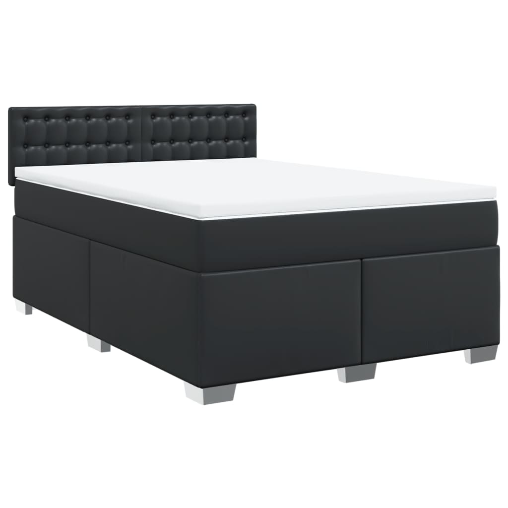 Boxspringbett mit Matratze Schwarz 140x200 cm Kunstleder