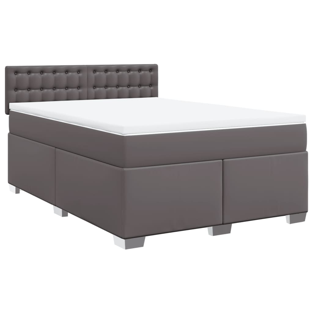 Boxspringbett mit Matratze Grau 140x200 cm Kunstleder