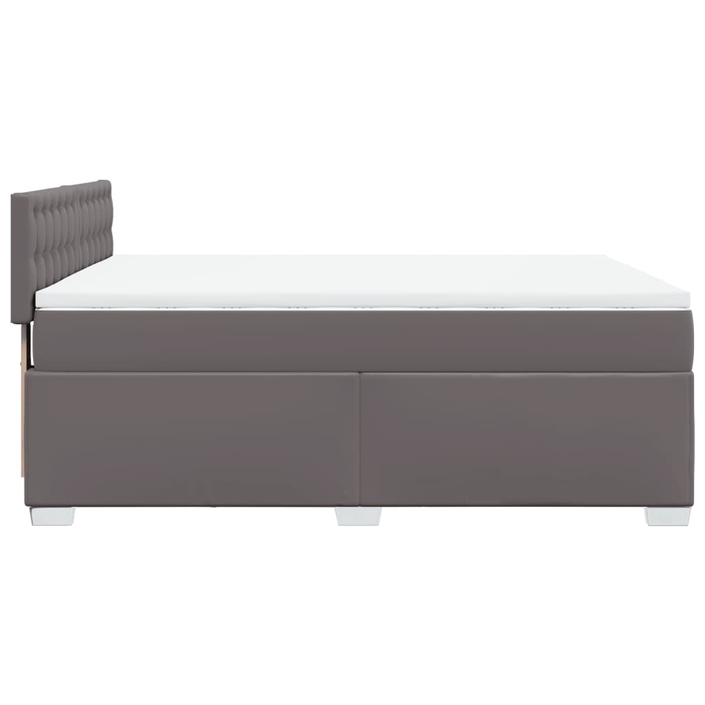 Boxspringbett mit Matratze Grau 160x200 cm Kunstleder