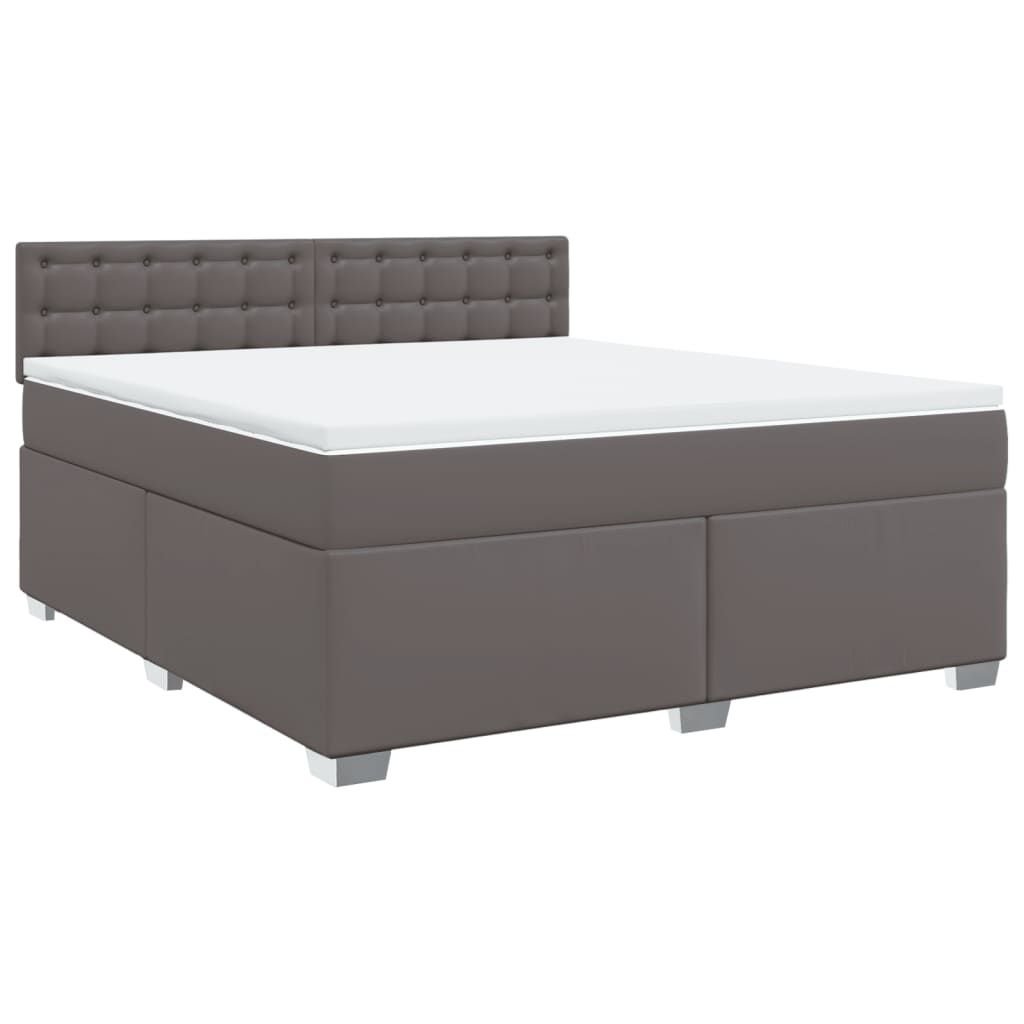 Boxspringbett mit Matratze Grau 180x200 cm Kunstleder