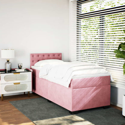 Boxspringbett mit Matratze Rosa 90x200 cm Samt