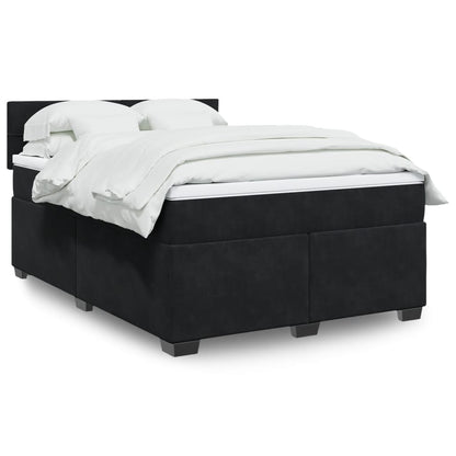 Boxspringbett mit Matratze Schwarz 140x200 cm Samt