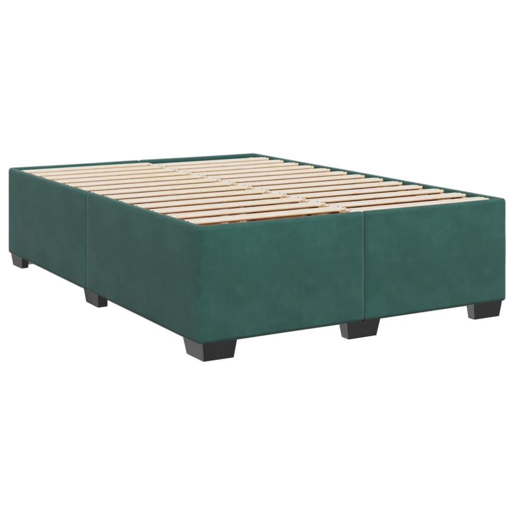 Boxspringbett mit Matratze Dunkelgrün 140x200 cm Samt