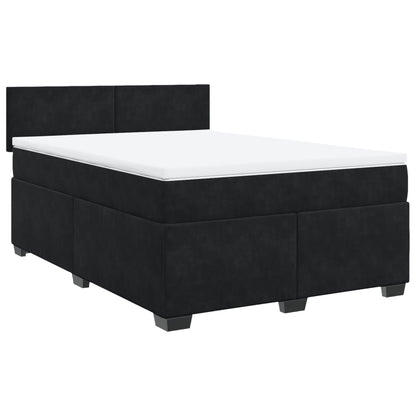 Boxspringbett mit Matratze Schwarz 160x200 cm Samt