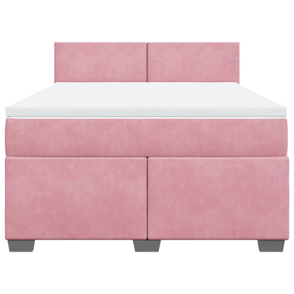 Boxspringbett mit Matratze Rosa 160x200 cm Samt