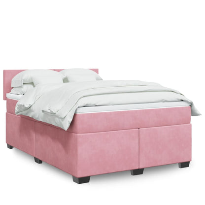 Boxspringbett mit Matratze Rosa 160x200 cm Samt