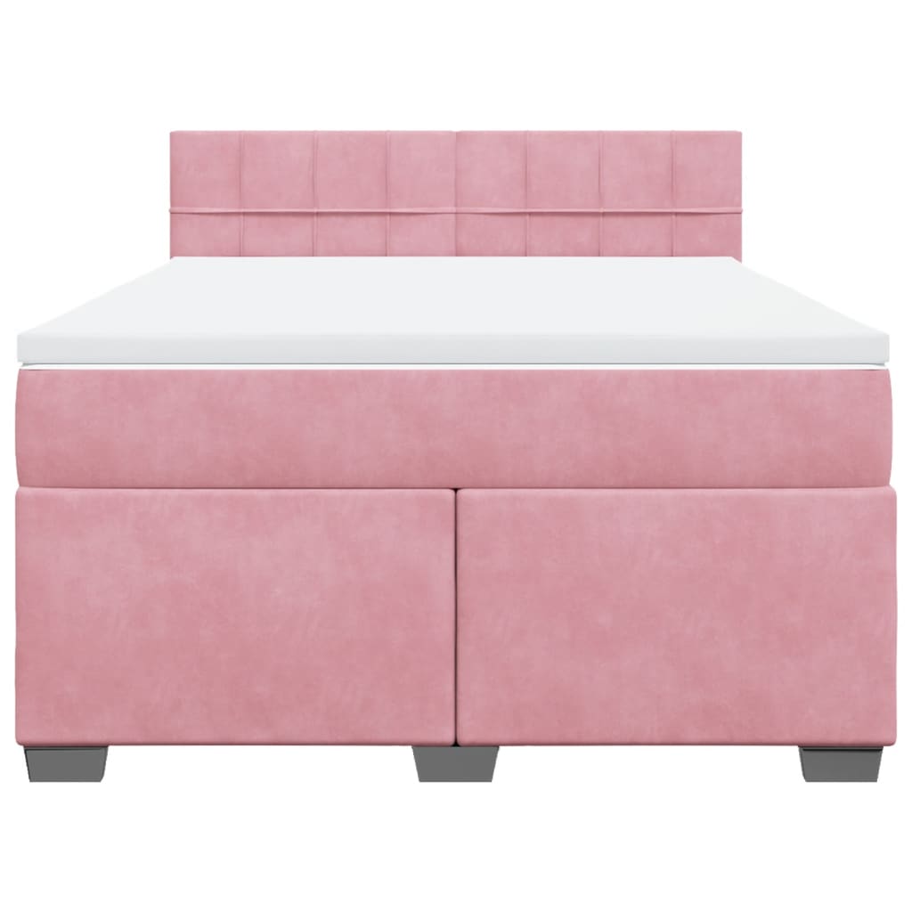 Boxspringbett mit Matratze Rosa 160x200 cm Samt