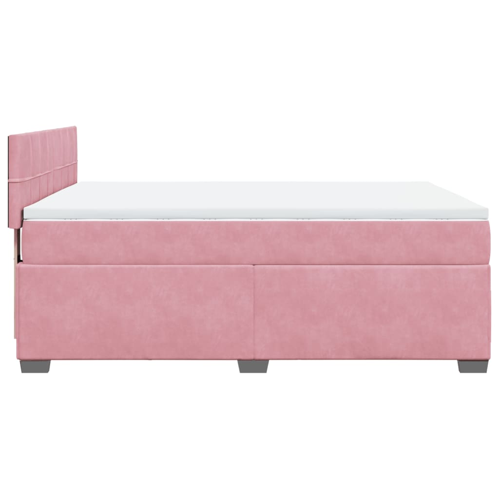 Boxspringbett mit Matratze Rosa 160x200 cm Samt