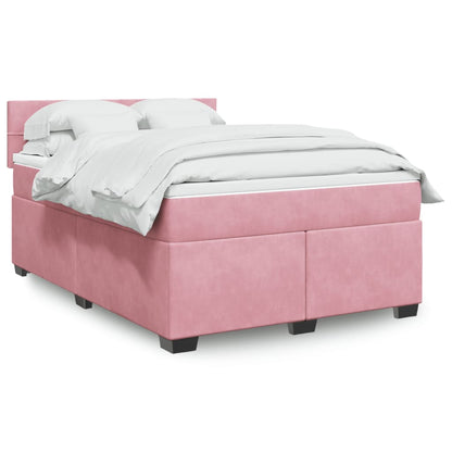 Boxspringbett mit Matratze Rosa 160x200 cm Samt