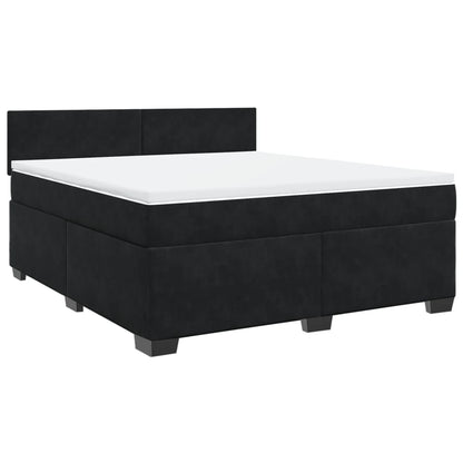 Boxspringbett mit Matratze Schwarz 180x200 cm Samt