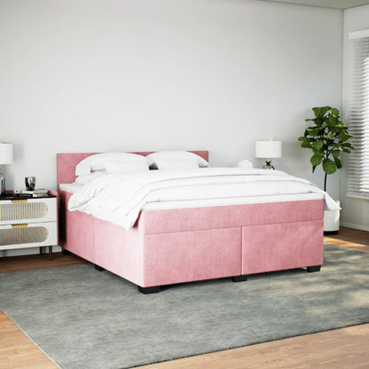 Boxspringbett mit Matratze Rosa 180x200 cm Samt