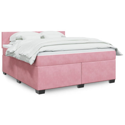 Boxspringbett mit Matratze Rosa 180x200 cm Samt