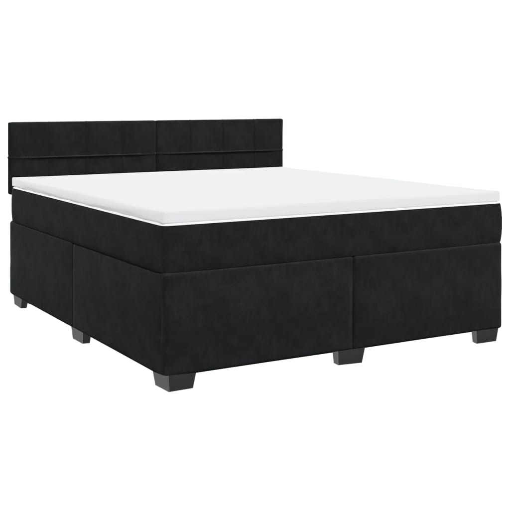 Boxspringbett mit Matratze Schwarz 180x200 cm Samt