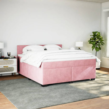 Boxspringbett mit Matratze Rosa 180x200 cm Samt