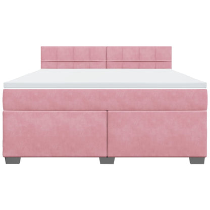 Boxspringbett mit Matratze Rosa 180x200 cm Samt