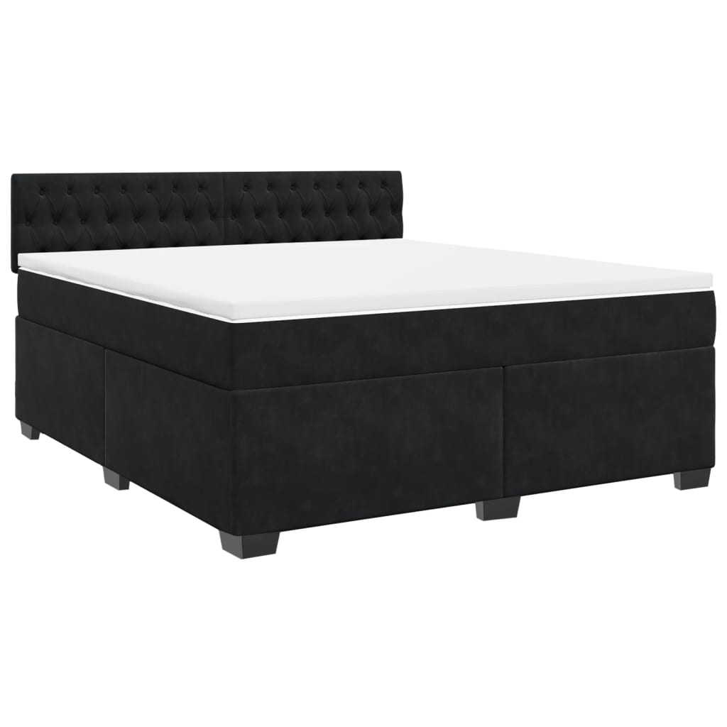 Boxspringbett mit Matratze Schwarz 180x200 cm Samt