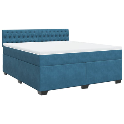 Boxspringbett mit Matratze Blau 180x200 cm Samt