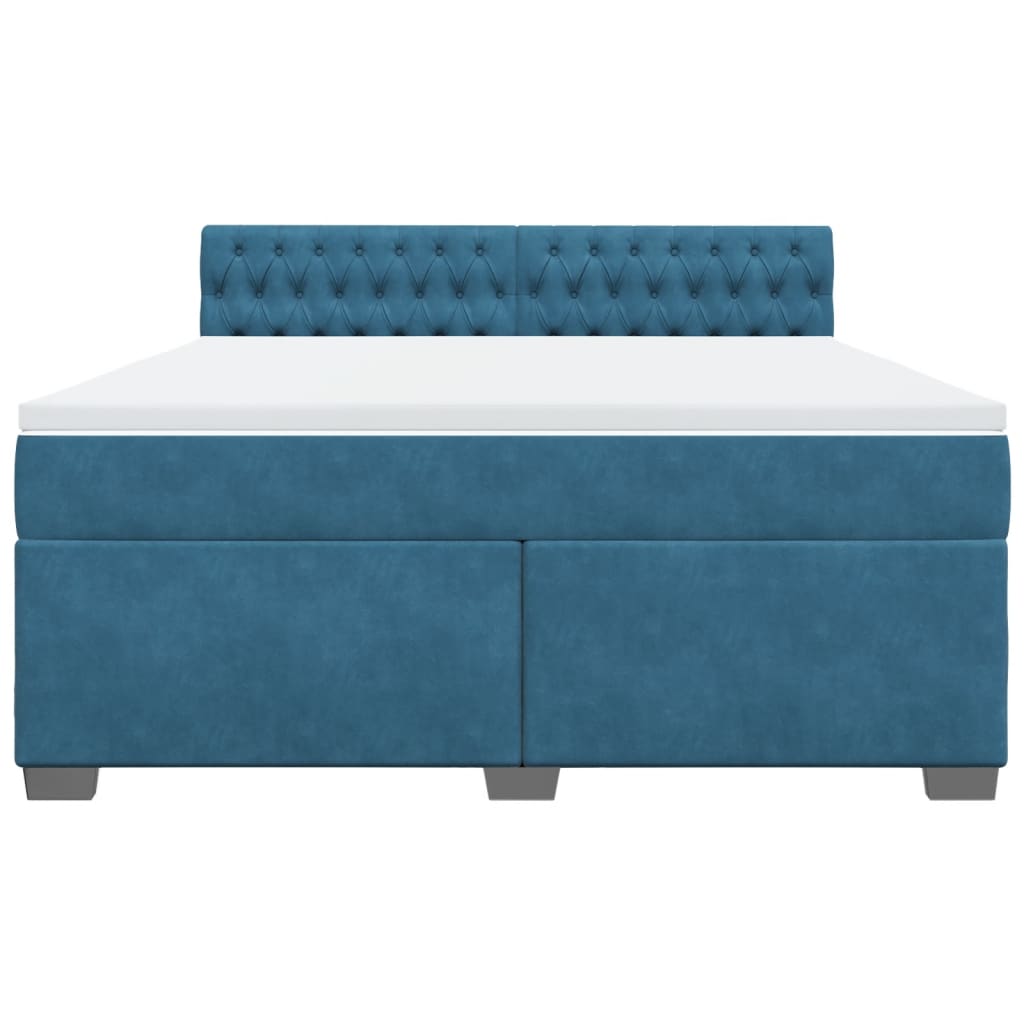 Boxspringbett mit Matratze Blau 180x200 cm Samt