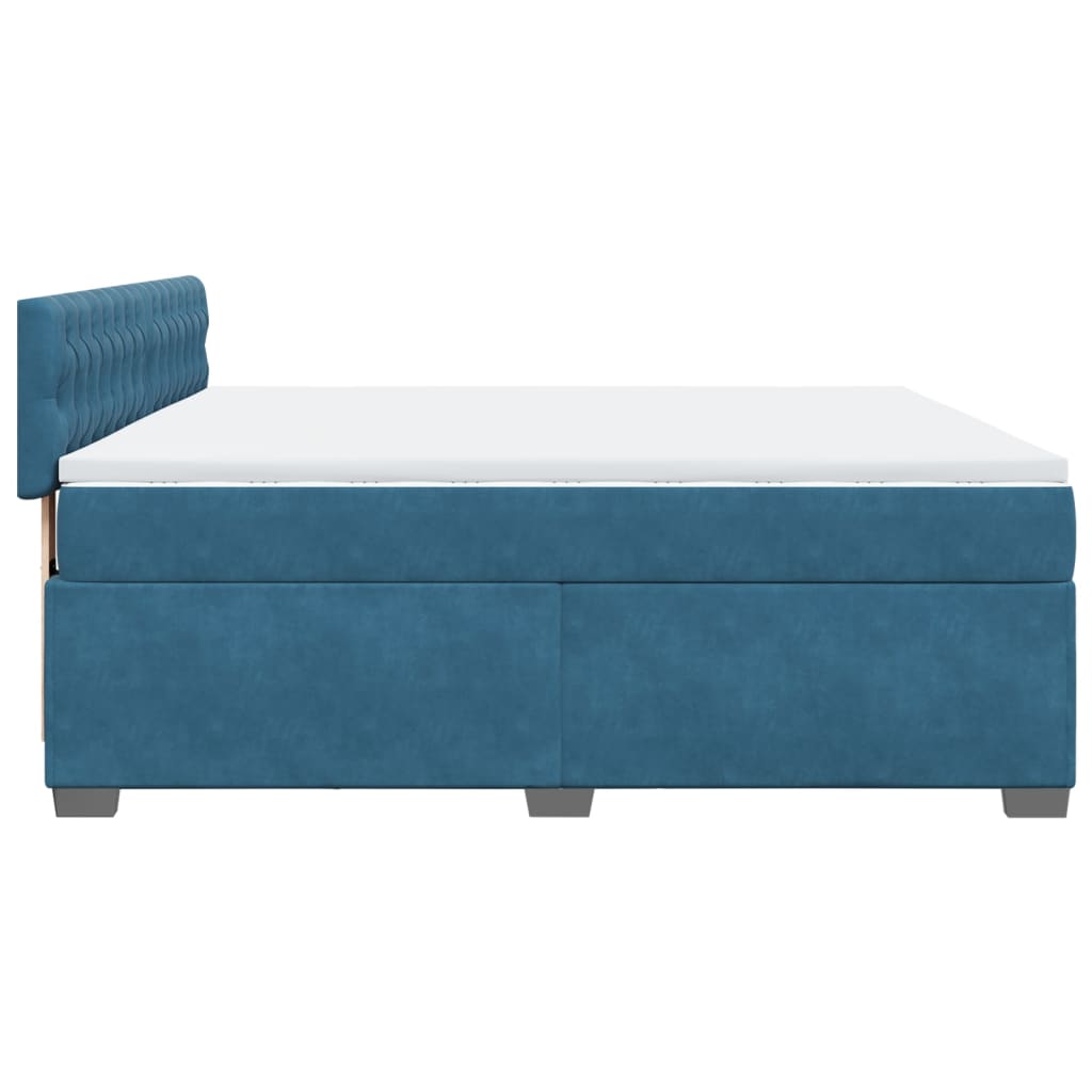 Boxspringbett mit Matratze Blau 180x200 cm Samt