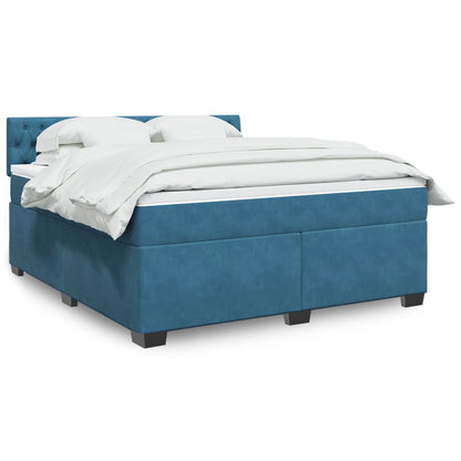 Boxspringbett mit Matratze Blau 180x200 cm Samt