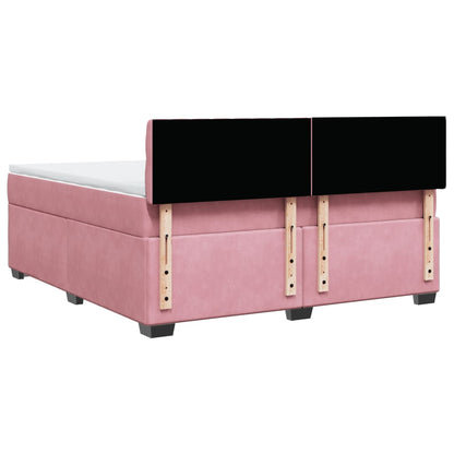 Boxspringbett mit Matratze Rosa 180x200 cm Samt