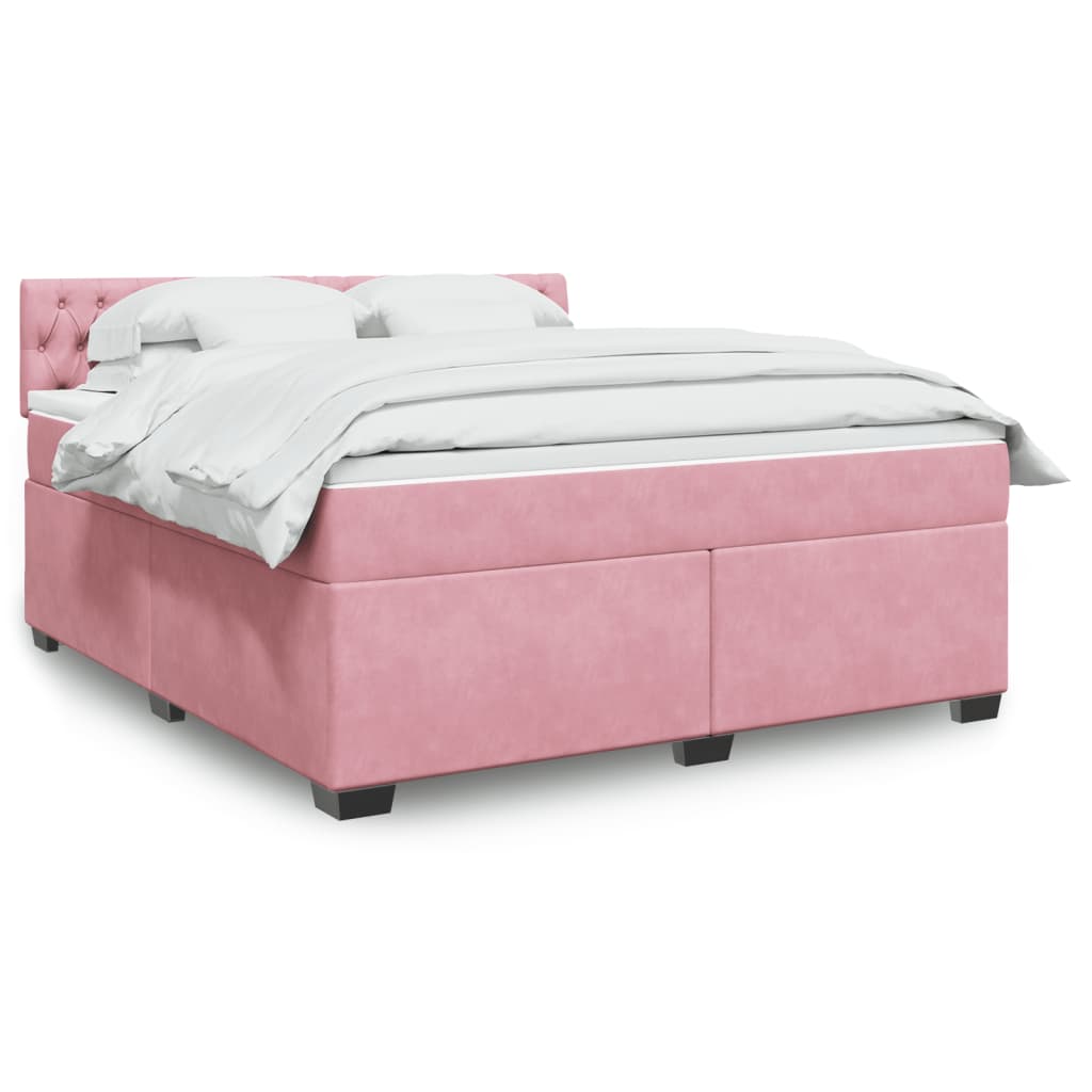 Boxspringbett mit Matratze Rosa 180x200 cm Samt