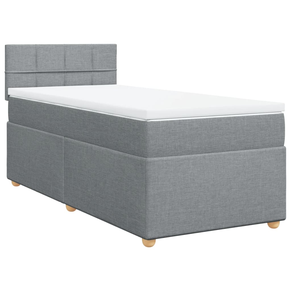 Boxspringbett mit Matratze Hellgrau 90x200 cm Stoff