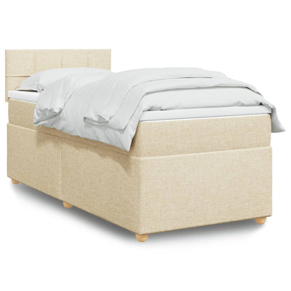 Boxspringbett mit Matratze Creme 90x200 cm Stoff