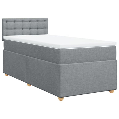 Boxspringbett mit Matratze Hellgrau 90x200 cm Stoff