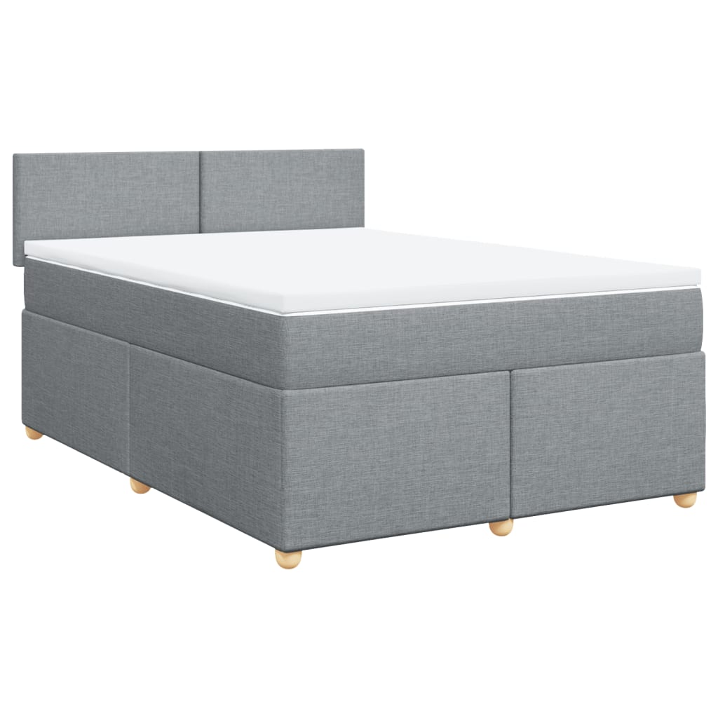 Boxspringbett mit Matratze Hellgrau 140x200 cm Stoff