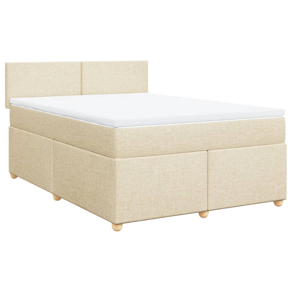 Boxspringbett mit Matratze Creme 140x200 cm Stoff