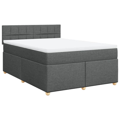 Boxspringbett mit Matratze Dunkelgrau 140x200 cm Stoff