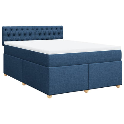 Boxspringbett mit Matratze Blau 140x200 cm Stoff