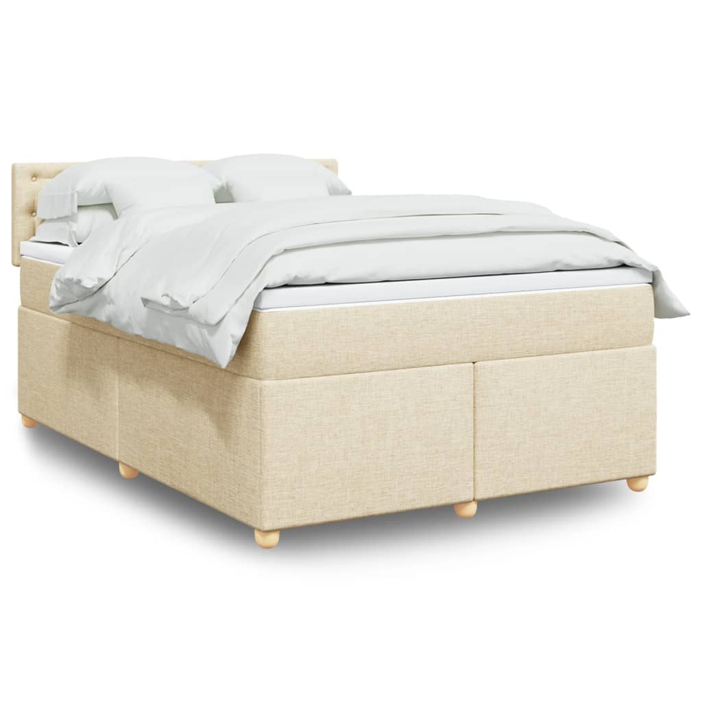 Boxspringbett mit Matratze Creme 140x200 cm Stoff