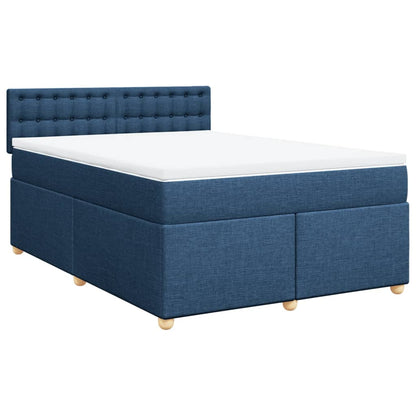 Boxspringbett mit Matratze Blau 140x200 cm Stoff