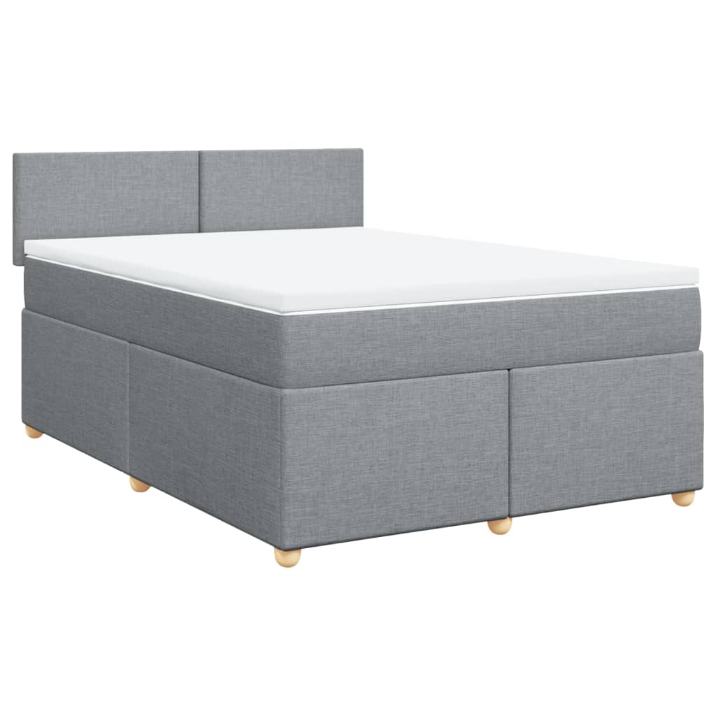 Boxspringbett mit Matratze Hellgrau 160x200 cm Stoff