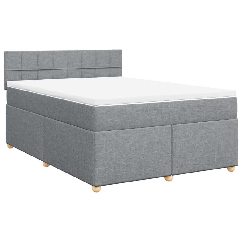 Boxspringbett mit Matratze Hellgrau 160x200 cm Stoff