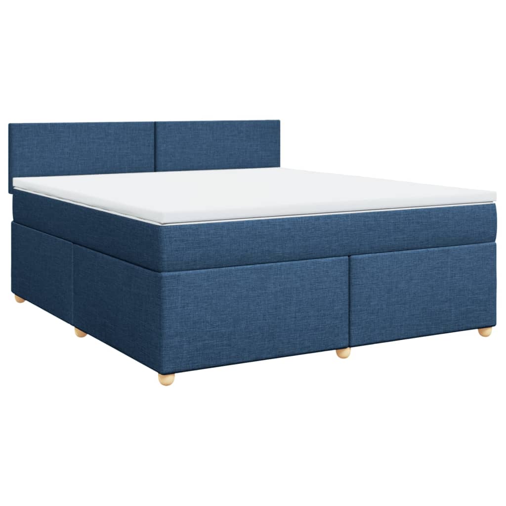 Boxspringbett mit Matratze Blau 180x200 cm Stoff