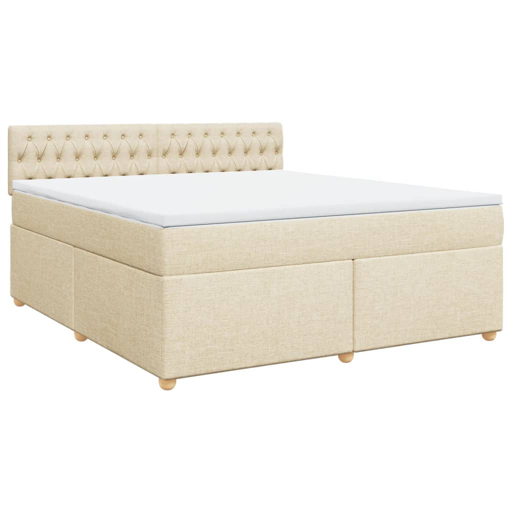 Boxspringbett mit Matratze Creme 180x200 cm Stoff