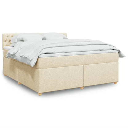 Boxspringbett mit Matratze Creme 180x200 cm Stoff