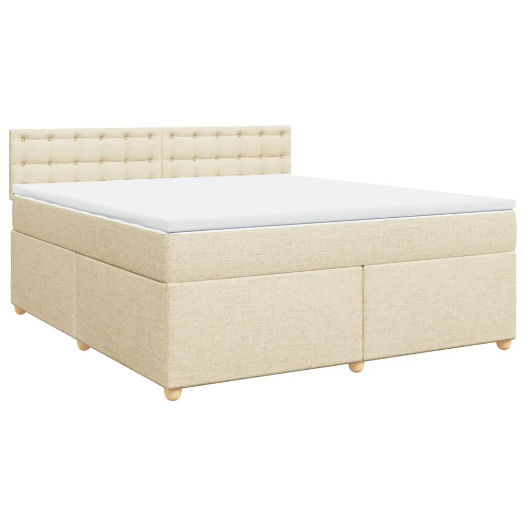 Boxspringbett mit Matratze Creme 180x200 cm Stoff