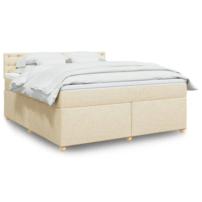 Boxspringbett mit Matratze Creme 180x200 cm Stoff