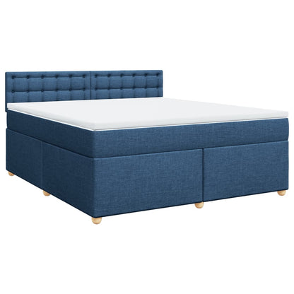 Boxspringbett mit Matratze Blau 180x200 cm Stoff