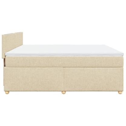 Boxspringbett mit Matratze Creme 200x200 cm Stoff