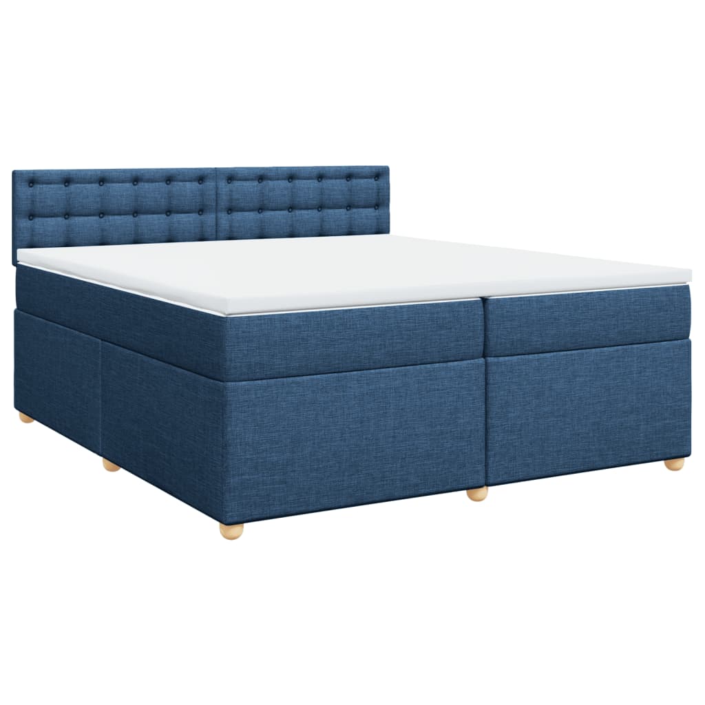 Boxspringbett mit Matratze Blau 200x200 cm Stoff