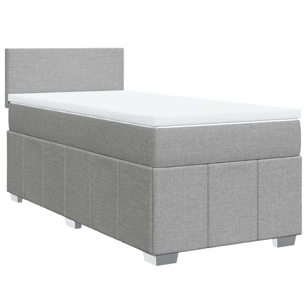 Boxspringbett mit Matratze Hellgrau 90x200 cm Stoff